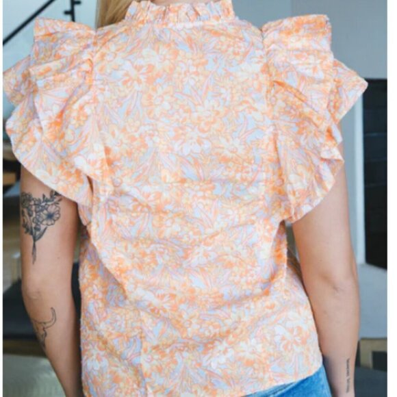 Olivacious LIKE NEW Athena ruffle sleeve pleated feminine tassel blouse M - Picture 2 of 7